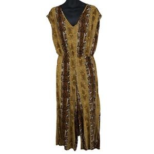 Vintage Leopard Jumpsuit Romper Sleeveless Silky Polyester Spandex by Jazz USA